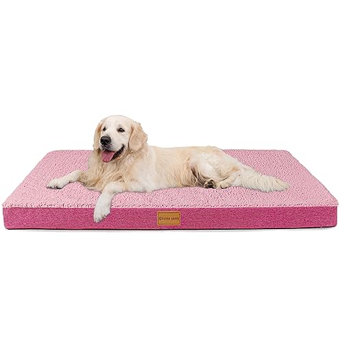 Patas Lague Orthopädisches XXL-Hundebett für extra große Hunde, 121,9 x 76,2 cm, weich, bequem, wasserdicht, Eierkisten-Schaumstoff-Matte mit abnehmbarem, waschbarem Bezug, Rosa Patas Lague Orthopädisches XXL-Hundebett für extra große Hunde, 121,9 x 76,2 cm, weich, bequem, wasserdicht, Eierkisten-Schaumstoff-Matte mit abnehmbarem, waschbarem Bezug, Rosa von Patas Lague