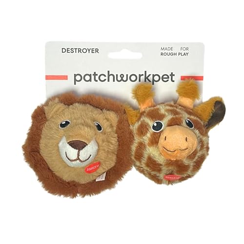 Patchwork Pet Pricklet Hundespielzeug-Set, Giraffe und Löwe, 10,2 cm Quietschbälle, strapazierfähiges Plüsch mit verstecktem Gummiball Patchwork Pet Pricklet Hundespielzeug-Set, Giraffe und Löwe, 10,2 cm Quietschbälle, strapazierfähiges Plüsch mit verstecktem Gummiball von Patchwork Pet
