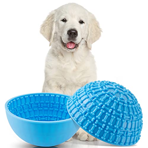 2 Stück Silikon-Futternapf für Hunde und Lecke, interaktiv, für Hunde, langsame Futternäpfe zur Vermeidung von Erstickungen, Angstlinderung, Wackeln oder Bleiben (blau) von Patelai