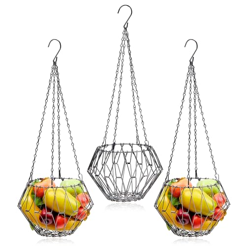 Patelai Hühner-Futterspender zum Aufhängen, 23,4 cm, groß, faltbar, mit 4 Ketten zum Aufhängen, für Gemüse, Obst, Kohl, Leckerlis, Spielzeug für Stall, Enten, Kaninchen, Hühner, Schwarz, 3 Stück von Patelai