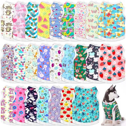 Paterr Hunde-Shirts, bedruckt, atmungsaktiv, Cartoon-T-Shirt für Hunde, weiche Welpenkleidung, schöne Haustier-Shirts, Outfits für Haustiere, Hunde, Katzen, Sommerparty, Urlaub, 25 Stile (Größe: XL) von Paterr