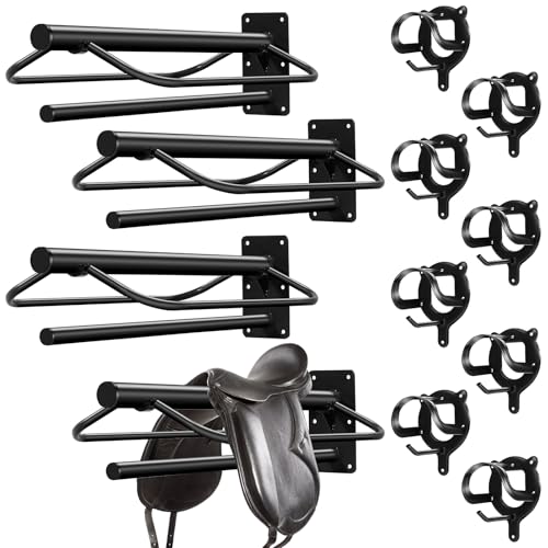Paterr Sattelständer, Wandhalterung mit Pad-Stange, Metallhalterung, Zaumzeughaken, abnehmbar, tragbar, Sattelständer, Aufbewahrung, für Westernpferde, Anhänger, Zubehör, 12 Stück von Paterr