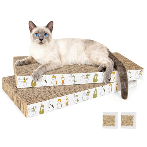 PatiencET 2 Stück Kratzbrett aus Karton mit Katzenminze, flaches doppelseitiges Katzenkratzbrett für kleine mittelgroße Katzen Kätzchen PatiencET 2 Stück Kratzbrett aus Karton mit Katzenminze, flaches doppelseitiges Katzenkratzbrett für kleine mittelgroße Katzen Kätzchen von PatiencET