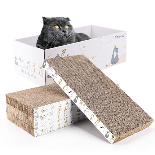 PatiencET 4 Pack Cat Scratch Pad with Box, Cardboard Cat Scratcher for Indoor Cats, Reversible Scratcher with Catnips Box Bed Desigh for Small Medium Cat Kitten, Scratching Board for Cats PatiencET 4 Pack Cat Scratch Pad with Box, Cardboard Cat Scratcher for Indoor Cats, Reversible Scratcher with Catnips Box Bed Desigh for Small Medium Cat Kitten, Scratching Board for Cats von PatiencET