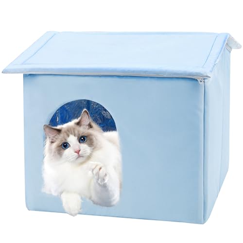 PatiencET Katzenkühlhaus, Faltbares kühlendes Katzenhaus im Freien, wetterfest, isoliertes klimatisiertes Katzenhaus-Hundehaus für Indoor Outdoor Katzen, Feral Katzenhaus für den Sommer mit von PatiencET