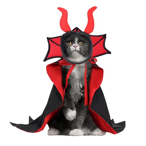Patifirst Halloween Kostüme Für Haustiere - Katzen Vampir Umhang Mit Hut,Festliche Verkleidung Niedliche Accessoires Für Feste Reisen Partys Dekoration Patifirst Halloween Kostüme Für Haustiere - Katzen Vampir Umhang Mit Hut,Festliche Verkleidung Niedliche Accessoires Für Feste Reisen Partys Dekoration von Patifirst
