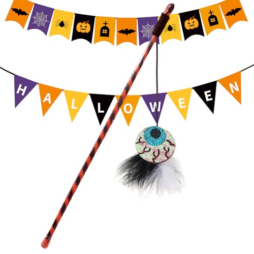 Patifirst Katzenangel Spielzeug,Halloween Katzenangel Indoor - Ergonomische mit Kürbisgeist gegen Langeweile, zur Jagdsimulation, für Training und Bewegung Patifirst Katzenangel Spielzeug,Halloween Katzenangel Indoor - Ergonomische mit Kürbisgeist gegen Langeweile, zur Jagdsimulation, für Training und Bewegung von Patifirst