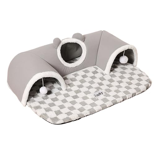 Patifirst Katzentunnel | Katzenspieltunnel Schlafplatz Kissen Nest - Schlafmatte Nest Interaktives Spielzeug Wohnzimmer Deko Für Kleintiere Winter von Patifirst