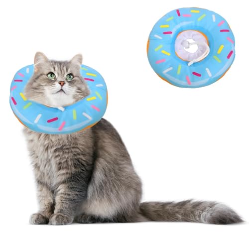 Schützende Halskrause Katze mit, Weich und Verstellbar Katzen Halskrause für nach Operationen Bequemer Katzenkragen, Verhindert das Lecken von Wunden Katzenkragen (blau, S) von Patina