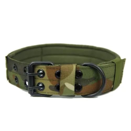 Großes Hundehalsband, verschleißfest, taktische Outdoor-Halsbänder für mittelgroße und große Hunde (L, Militärgrün) von Patitas Shop