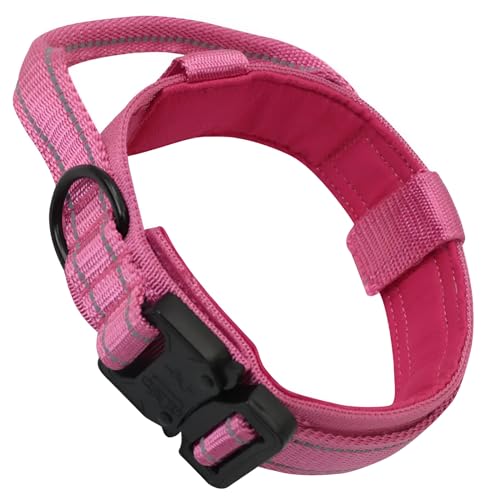 Hundehalsband, Hundehalsband, Taktisches Halsband für große Hunde, Ausbildungshalsband für mittelgroße und große Hunde, Hundehalsband, breites Halsband, robustes Halsband (Rosa, M) von Patitas Shop