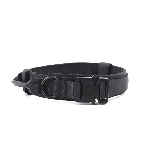 Hundehalsband, Hundehalsband, Taktisches Halsband für großen Hund, Ausbildungshalsband für mittelgroße und große Hunde, Hundehalsband, breites Halsband, robustes Halsband (Schwarz, M) von Patitas Shop