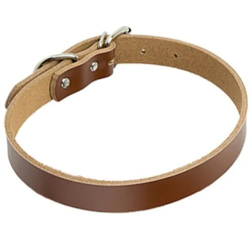 Hundehalsband aus Leder, breites und dickes Halsband, verstellbares Hundehalsband für kleine, mittlere und große Hunde (L, Braun) von Patitas Shop