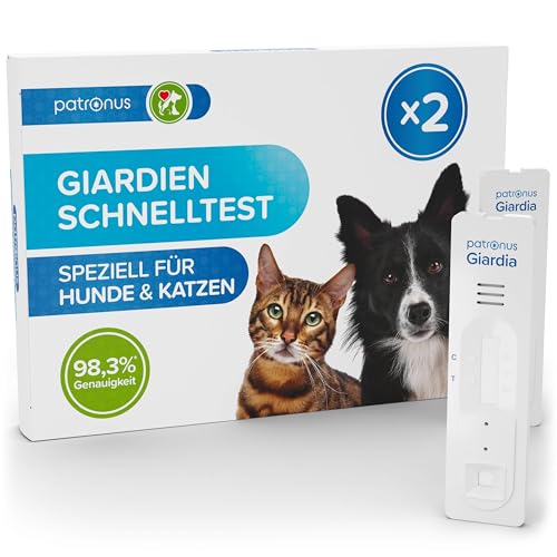 Giardien Schnelltest Hund & Katze - 2X Stück - Giardien Test mit über 98% Zuverlässigkeit - Speziell für Hunde & Katzen bei Durchfall zum einfachen Nachweis von Giardia-Antigenen von Patronus