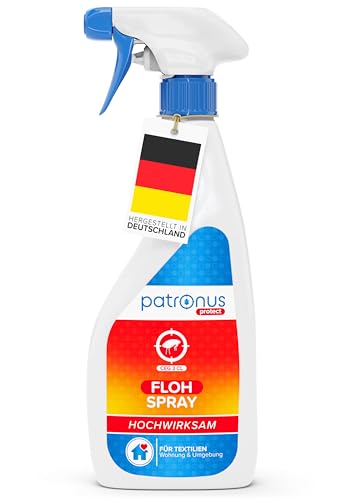 Patronus Floh-Spray für Wohnung & Umgebung 500 ml - effektives Abwehr-Mittel gegen Flöhe mit Sofortschutz - mit dezentem Eukalyptus/-Zitrusduft - hochwirksam & laborgeprüft von Patronus
