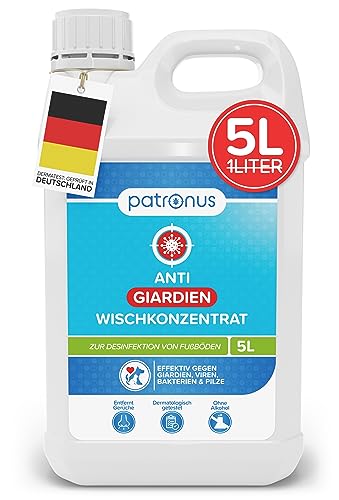 Patronus Giardien-Wischkonzentrat für Haustiere zur Desinfektion von Fußböden - 5 Liter Desinfektionsmittel zur Reinigung von Oberflächen gegen Giardien, Viren, Bakterien & Pilze Patronus Giardien-Wischkonzentrat für Haustiere zur Desinfektion von Fußböden - 5 Liter Desinfektionsmittel zur Reinigung von Oberflächen gegen Giardien, Viren, Bakterien & Pilze von Patronus