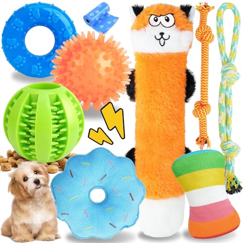 PatsFran Welpenspielzeug zum Zahnen, 9 Stück, interaktives Hundespielzeug für kleine Hunde, Kauspielzeug für Welpen gegen Langeweile mit Seilspielzeug, Leckerli-Ball und niedlichem Quietschspielzeug PatsFran Welpenspielzeug zum Zahnen, 9 Stück, interaktives Hundespielzeug für kleine Hunde, Kauspielzeug für Welpen gegen Langeweile mit Seilspielzeug, Leckerli-Ball und niedlichem Quietschspielzeug von PatsFran