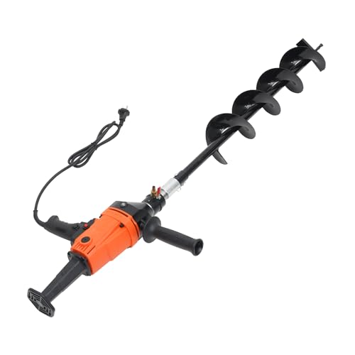 Elektrische Grubenbohrmaschine 1.9kw Garten Elektrische Erdbohrer mit 800mm Doppelblattbohrer,Stufenlose Geschwindigkeitsregulierung Elektrische Steckbare Grubenbohrmaschine Erdlochbohrer,Steckverbind von PattenlLevi