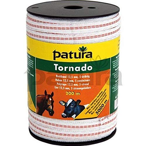 Patura Tornado Breitband 12,5 mm, 200 m Rolle 4 Niro 0,20mm, 1 Cu 0,30mm, weiss-orange von Patura