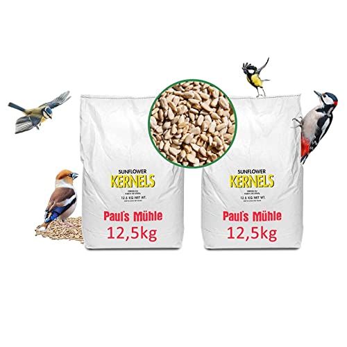 Paul´s Mühle Sonnenblumenkerne für Vögel, geschält, Ernte 2024, 25 kg (2 x 12,5 kg) von Paul´s Mühle