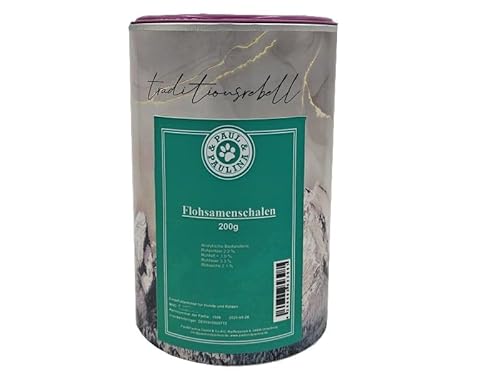 Paul & Paulina Flohsamenschalen gemahlen 200g I Einzelfuttermittel für Hunde und Katzen I Ballaststoffquelle I Verdauung von Paul & Paulina