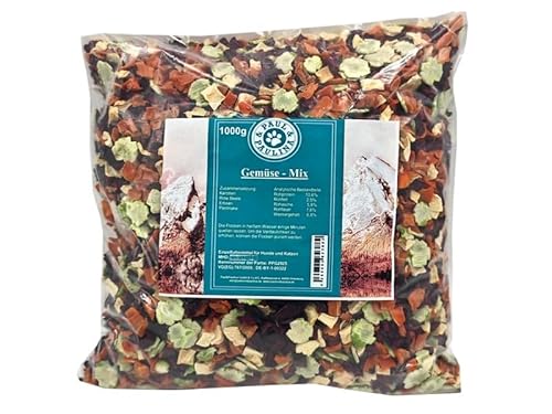 Paul & Paulina Gemüse-Flocken Mix 1kg Gemüsemix I Einzelfuttermittel für Hunde und Katzen I Karotten, Erbsen, Pastinake und Rote Beete von Paul & Paulina