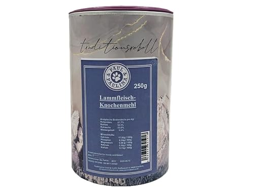 Paul & Paulina Lammfleischknochenmehl 250g I Knochenmehl vom Lamm I Einzelfuttermittel für Hunde und Katzen von Paul & Paulina