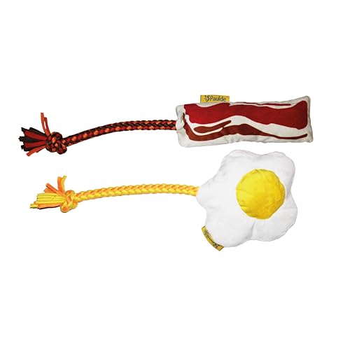 Paulde Hundespielzeug Frühstücksset – Speck & Ei Plüschspielzeug mit Seil und Quietschfunktion, Robustes Spielzeug für alle Hunde Paulde Hundespielzeug Frühstücksset – Speck & Ei Plüschspielzeug mit Seil und Quietschfunktion, Robustes Spielzeug für alle Hunde von Paulde
