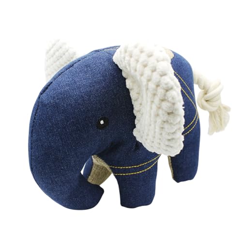 Paulde Hundespielzeug – Robuster Elefant aus Denim und Jutestoff mit Seil & Quietschfunktion von Paulde