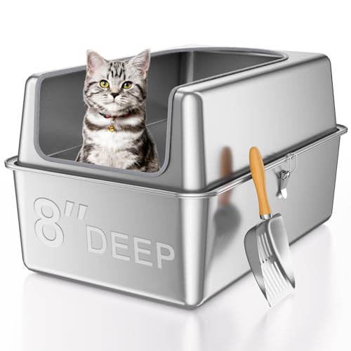 35,6 cm hohe Seiten, XXL-Katzentoilette aus Edelstahl mit Deckel, XL tiefe Metall-Katzentoilette für große Katzen, extra große Katzentoiletten mit hohem Wandgehäuse, auslaufsicher, nimmt keine Gerüche 35,6 cm hohe Seiten, XXL-Katzentoilette aus Edelstahl mit Deckel, XL tiefe Metall-Katzentoilette für große Katzen, extra große Katzentoiletten mit hohem Wandgehäuse, auslaufsicher, nimmt keine Gerüche von Paulmele