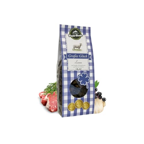 Pauls Beute Großes Glück Lamm | 500g | 85% Lammfleisch mit Pastinake, Holunderbeeren & Thymian | Getreidefreie Hundeleckerli | Natürliche Hunde Snacks | Luftgetrocknet | Zusatzfrei Pauls Beute Großes Glück Lamm | 500g | 85% Lammfleisch mit Pastinake, Holunderbeeren & Thymian | Getreidefreie Hundeleckerli | Natürliche Hunde Snacks | Luftgetrocknet | Zusatzfrei von Pauls Beute