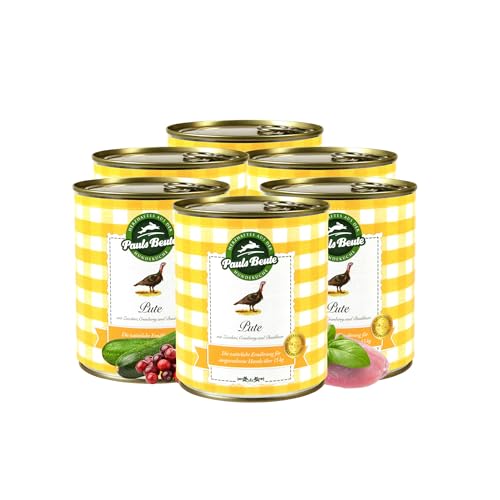 Pauls Beute Hochwertiges Hundefutter Nass | Single-Protein Pute 62% | 6 x 800g | Mit Zucchini & Cranberries | Getreidefreies Nassfutter für ausgewachsene Hunde | Ohne Zusätze | Leicht verdaulich Pauls Beute Hochwertiges Hundefutter Nass | Single-Protein Pute 62% | 6 x 800g | Mit Zucchini & Cranberries | Getreidefreies Nassfutter für ausgewachsene Hunde | Ohne Zusätze | Leicht verdaulich von Pauls Beute