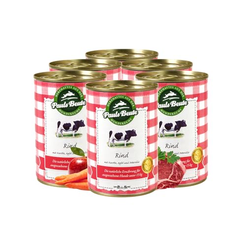 Pauls Beute Hochwertiges Hundefutter Nass | Single-Protein Rind 60% | 6 x 400g | Mit Karotte & Apfel | Getreidefreies Nassfutter für ausgewachsene Hunde | Ohne Zusätze | Leicht verdaulich Pauls Beute Hochwertiges Hundefutter Nass | Single-Protein Rind 60% | 6 x 400g | Mit Karotte & Apfel | Getreidefreies Nassfutter für ausgewachsene Hunde | Ohne Zusätze | Leicht verdaulich von Pauls Beute