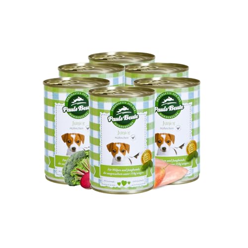 Pauls Beute Hochwertiges Welpenfutter Nass | Junior Hühnchen 60,3% | 6 x 400g | Rote Beete, Brokkoli & Birne | Getreidefreies Hundefutter für Welpen | Ideal für heranwachsende Hunde | Ohne Zusätze Pauls Beute Hochwertiges Welpenfutter Nass | Junior Hühnchen 60,3% | 6 x 400g | Rote Beete, Brokkoli & Birne | Getreidefreies Hundefutter für Welpen | Ideal für heranwachsende Hunde | Ohne Zusätze von Pauls Beute