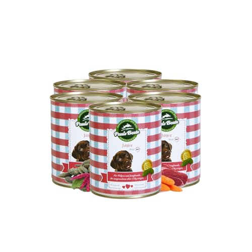 Pauls Beute Hochwertiges Welpenfutter Nass | Junior Rind 60,4% | 6 x 800g | Mit Amaranth, Äpfeln & Leinöl | Getreidefreies Hundefutter für Welpen | Ideal für heranwachsende Hunde | Ohne Zusätze Pauls Beute Hochwertiges Welpenfutter Nass | Junior Rind 60,4% | 6 x 800g | Mit Amaranth, Äpfeln & Leinöl | Getreidefreies Hundefutter für Welpen | Ideal für heranwachsende Hunde | Ohne Zusätze von Pauls Beute