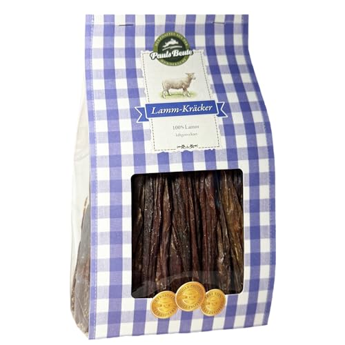 Pauls Beute Lamm-Kräcker | 500g | 100 % Lammfleisch | Getreidefreie Hundeleckerli für Training & Belohnung | Natürliche Hunde Snacks | 15cm Kaustangen für Hunde | Luftgetrocknet | Ohne Zusätze von Pauls Beute