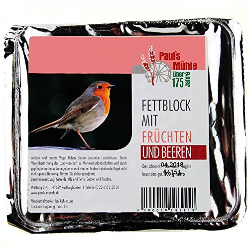 Paul's Mühle Fettblock mit Früchten und Beeren (Vogelbuffet) 12 x 300 g von Paul´s Mühle