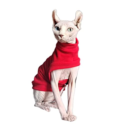 Pavel Korchagin Katzenkleidung ohne Haare, Stretch-Fleece, Überziehweste für kaltes Wetter, atmungsaktiv, warm, für Sphynx, Devin, Konnis, Peterbald, Größe XL, Rot Pavel Korchagin Katzenkleidung ohne Haare, Stretch-Fleece, Überziehweste für kaltes Wetter, atmungsaktiv, warm, für Sphynx, Devin, Konnis, Peterbald, Größe XL, Rot von Pavel Korchagin