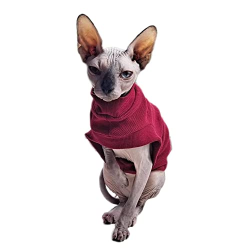 Sphynx Sweatshirt für Katzen und kleine Hunde, weiche, atmungsaktive Baumwolle, für Cornish Rex, Devon Rex, Peterbald, Rot, Größe S von Pavel Korchagin