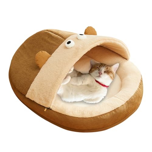 Pavsicgn Katzenhöhle für Hauskatzen, überdachtes Katzenbett - Niedliche Katzen-Slipper-Höhlenbett-Nackenstütze,Waschbares kleines weiches Plüsch-Katzenhausbett, Katzenhauszelt für Welpen und Kätzchen Pavsicgn Katzenhöhle für Hauskatzen, überdachtes Katzenbett - Niedliche Katzen-Slipper-Höhlenbett-Nackenstütze,Waschbares kleines weiches Plüsch-Katzenhausbett, Katzenhauszelt für Welpen und Kätzchen von Pavsicgn