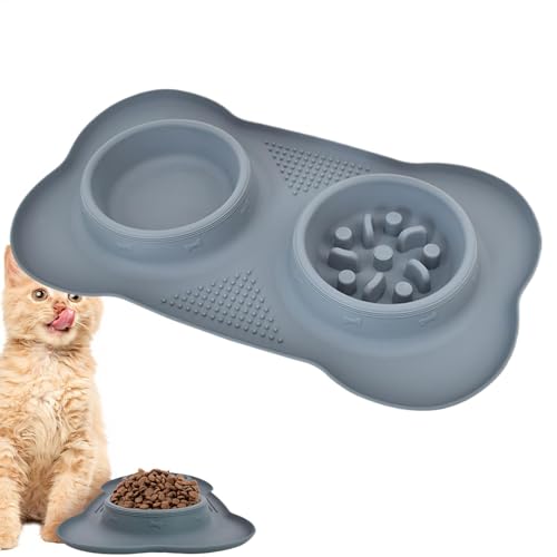 Pavsicgn Langsame Feeder Hundeschalen, Hundeschale langsame Feeder,Hundefutter und Wasserschüssel Set - Doppelpelz-Lebensmittelspender, Anti-Choking Trocken-Snack-Fütterungsmatte für den Gebrauch im von Pavsicgn