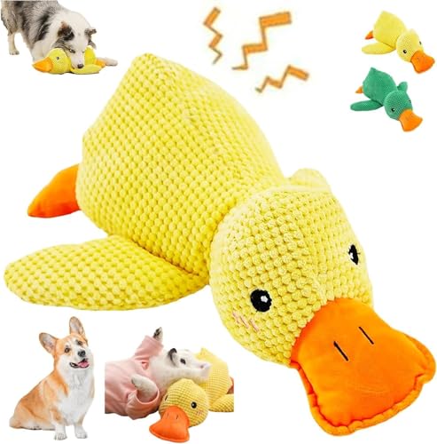 Paw Gem Mellow Duck Hundespielzeug Quietschspielzeug - Gelbes Plüsch-Kauspielzeug mit Quackgeräusch | Beruhigend, langlebig, waschbar, Angstabbauspielzeug für kleine, mittelgroße und große Hunde Paw Gem Mellow Duck Hundespielzeug Quietschspielzeug - Gelbes Plüsch-Kauspielzeug mit Quackgeräusch | Beruhigend, langlebig, waschbar, Angstabbauspielzeug für kleine, mittelgroße und große Hunde von Paw Gem