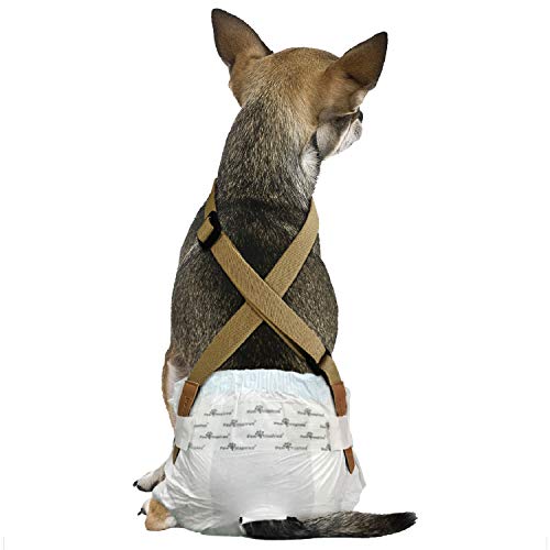 Paw Inspired The Original Dog Windel-Hosenträger,Bauchbänder Hundegeschirr,Strapazierfähiges Kleid & Windelhalter,Halten Sie Windeln auf Ihrem Hund, mittelgroße und große Hunde (XS/S, Braun) von Paw Inspired