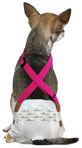 Paw Inspired The Original Hundewindel-Hosenträger,Bauchbänder Hundegeschirr,Haltbare Kleider- und Windelhalter,Halten Sie Windel auf Ihrem Hund für kleine, mittelgroße und große Hunde (XS/S, Rosa) von Paw Inspired