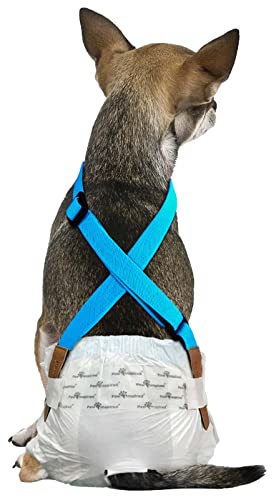 Paw Inspired The Original Hundewindel-Hosenträger,Bauchbänder Hundegeschirr,Strapazierfähige Kleider- und Windelhalter, mittelgroße und große Hunde (XS/S, Blau) von Paw Inspired