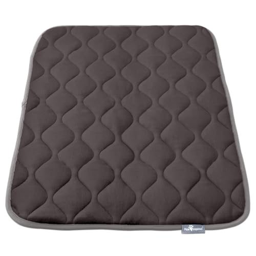 Paw Inspired Waschbare, gepolsterte Hundematte für Hundekäfige, 88,9 x 55,9 cm, passend für 91,4 cm Zwinger, auslaufsicher, wiederverwendbar, Plüsch-Haustier-Pads (grau) von Paw Inspired