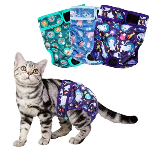 Paw Legend Katzenwindeln für weibliche Katzen, waschbar, wiederverwendbar, Kätzchen-Windeln für Katzen, Inkontinenz, Haustierwindeln (3 Stück, klein) von Paw Legend