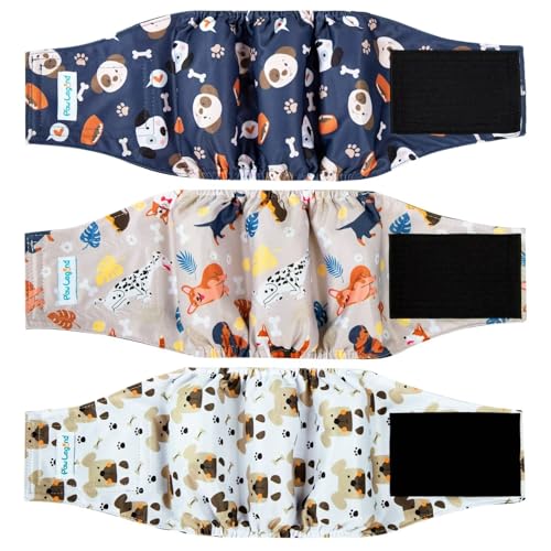 Paw Legend Waschbare Hundewindeln, Bauchbänder für männliche Hunde, wiederverwendbar, für Welpen und Hunde, 3 Stück, Größe XL Paw Legend Waschbare Hundewindeln, Bauchbänder für männliche Hunde, wiederverwendbar, für Welpen und Hunde, 3 Stück, Größe XL von Paw Legend