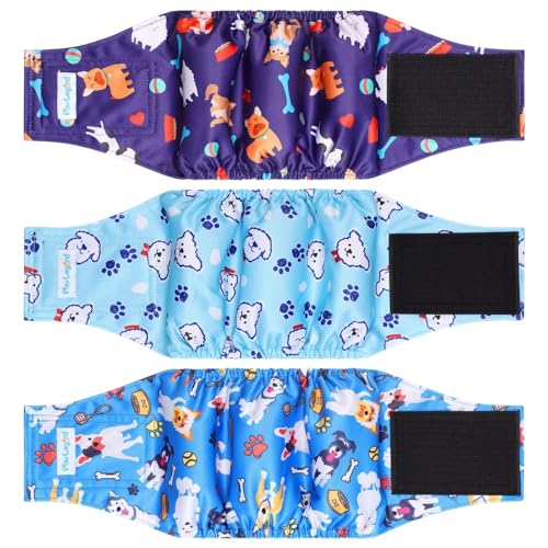 Paw Legend Waschbare Hundewindeln, Bauchbänder für männliche Hunde, wiederverwendbar, für Welpen und Hunde, 3 Stück, Größe XS Paw Legend Waschbare Hundewindeln, Bauchbänder für männliche Hunde, wiederverwendbar, für Welpen und Hunde, 3 Stück, Größe XS von Paw Legend