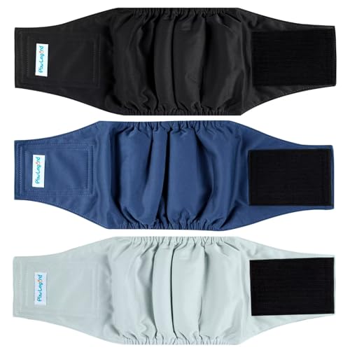 Paw Legend Waschbare Hundewindeln, Bauchbänder für männliche Hunde, wiederverwendbare Windeln für Welpen und Hunde, 3 Stück, Größe XL von Paw Legend
